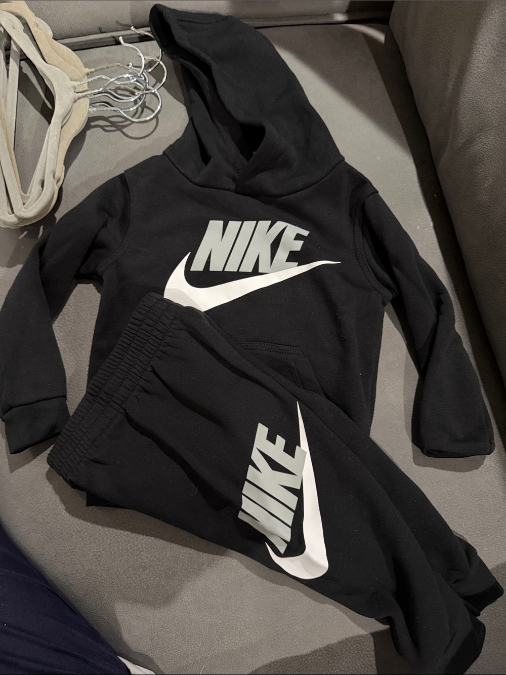 Nike Black Hoodie and Jogger Set with White Logo